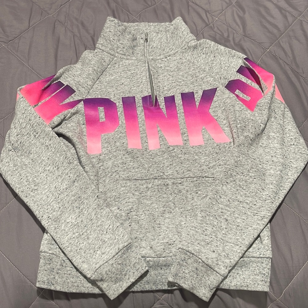 Pink quarter zip. Barley worn